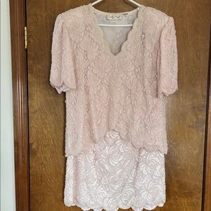 Laurence Kazar Elegant Pink Blouse & Skirt Set